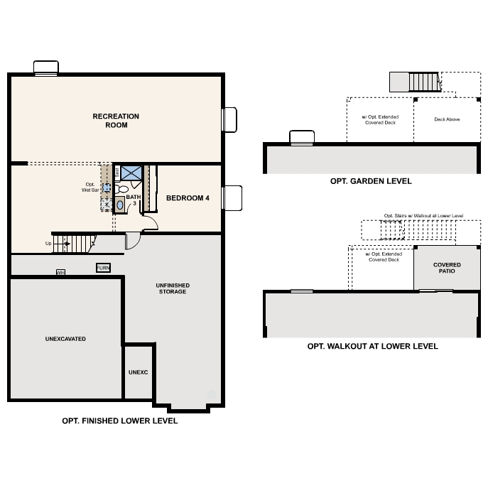 Diagram, engineering drawing. Acadia Floorplan Basement Options