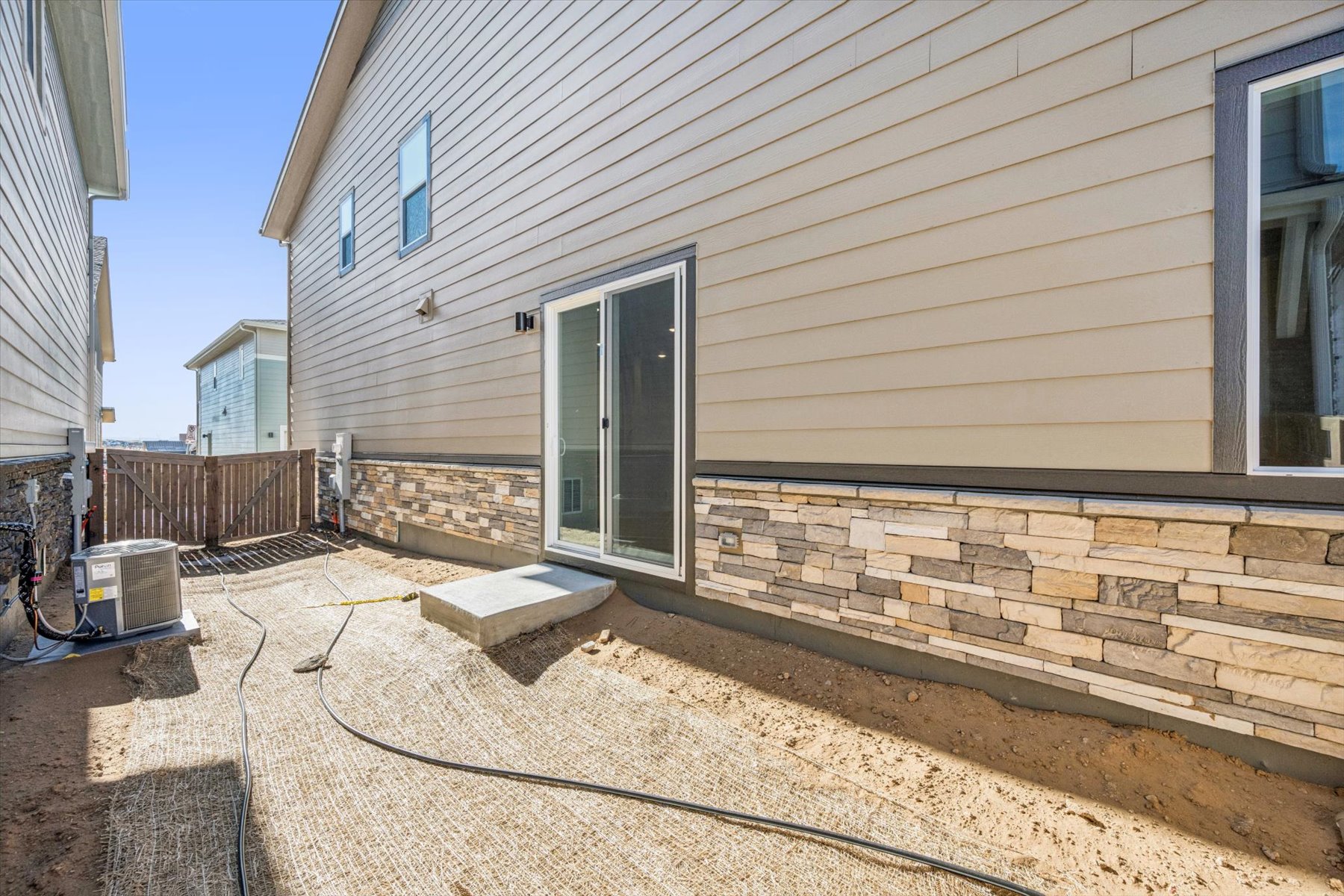 A house with a brick wall.