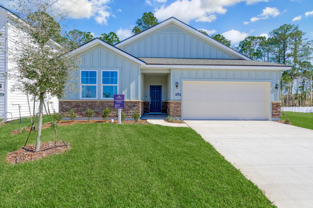 A house with a garage.