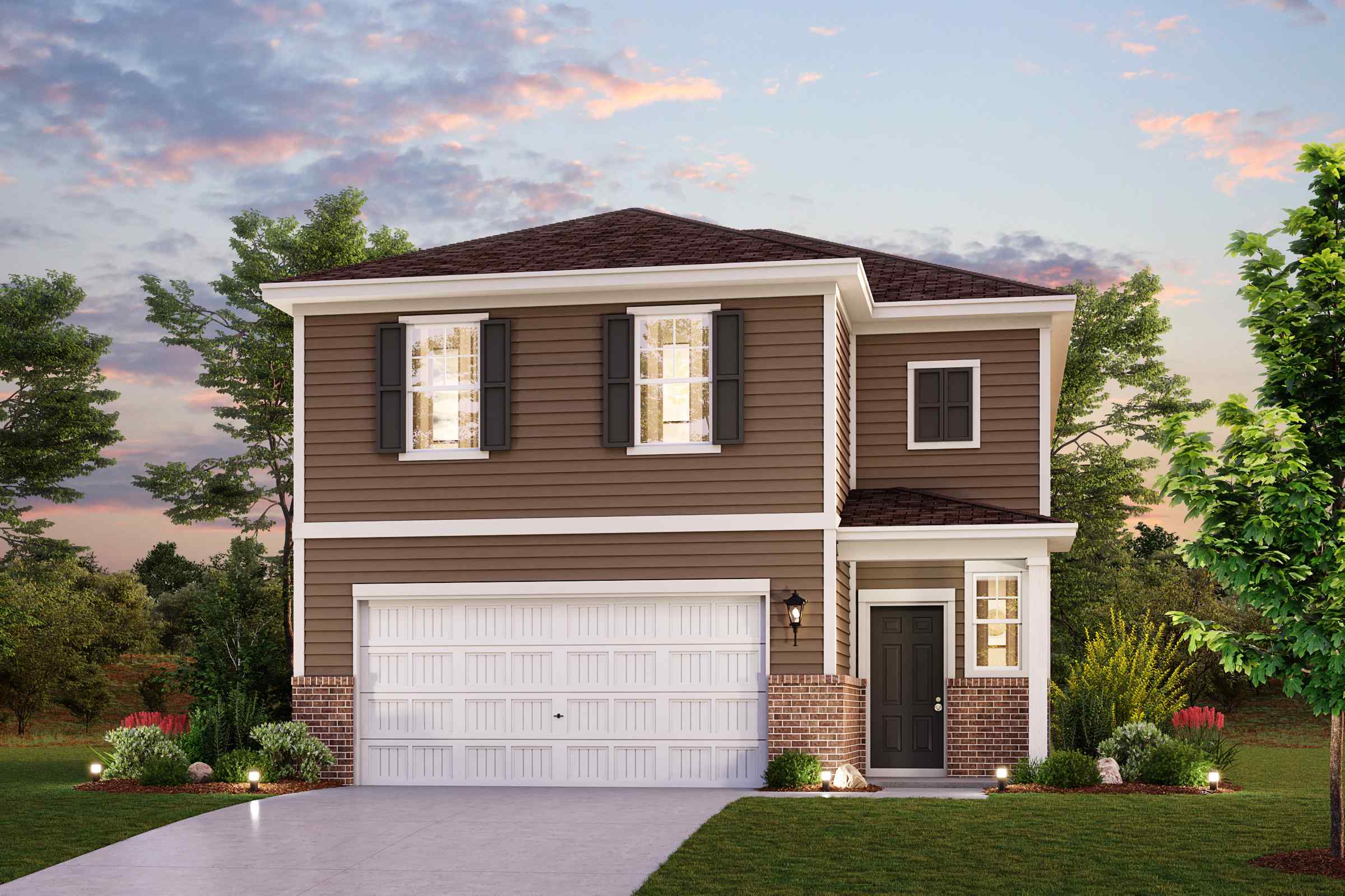 A house with a garage.