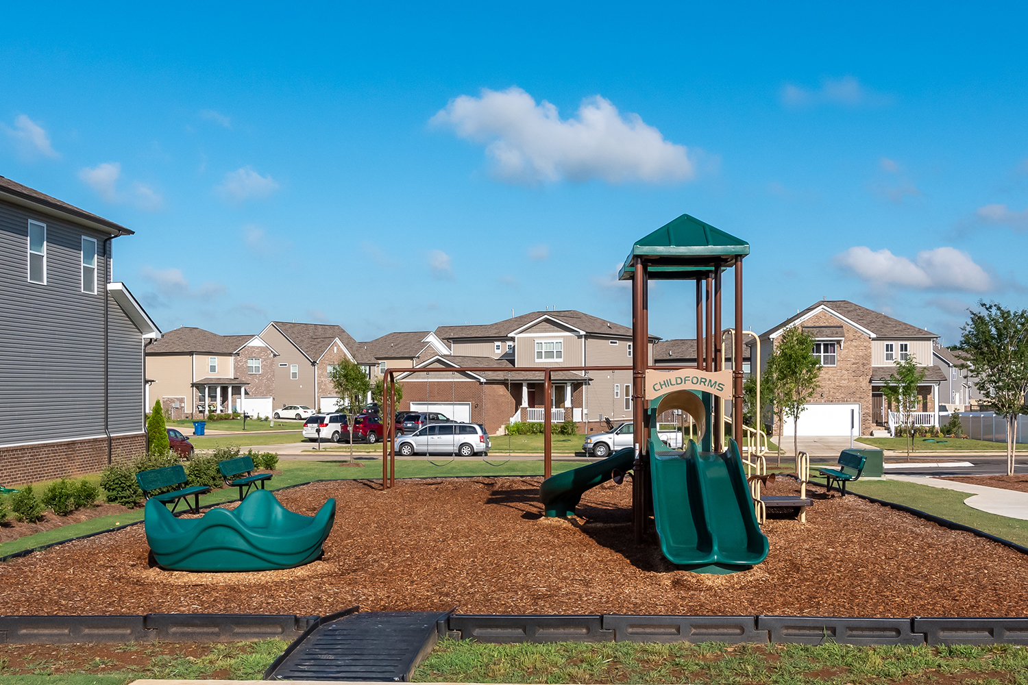 A playground in a neighborhood.