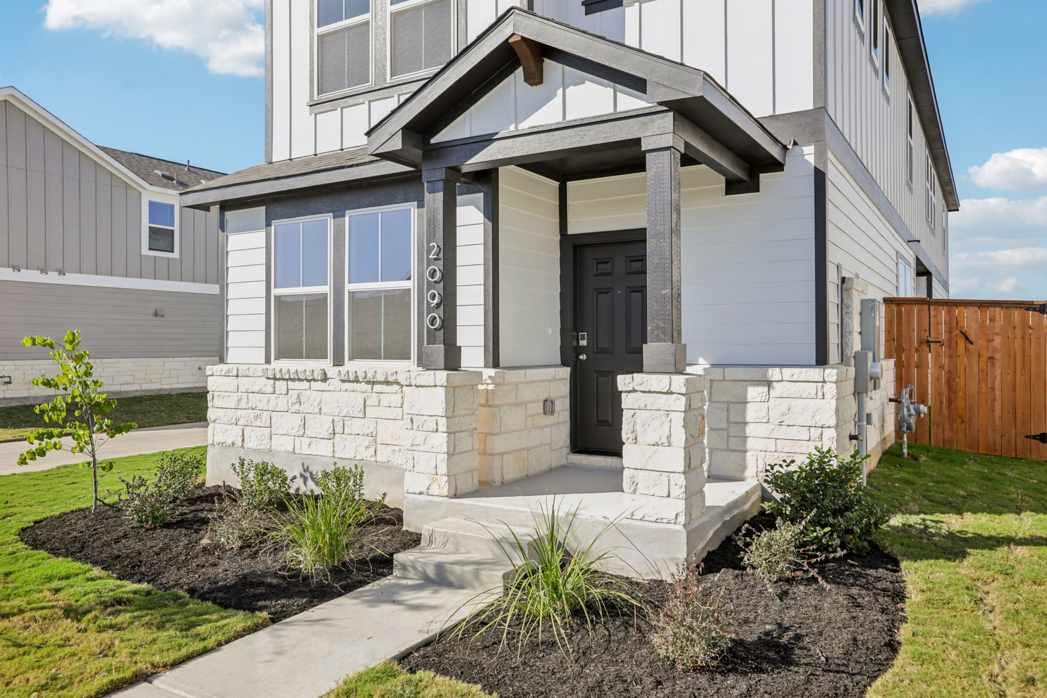 A house with a small garden.