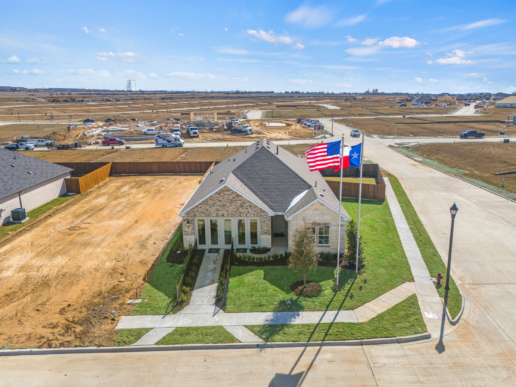 A building with a flag on top.