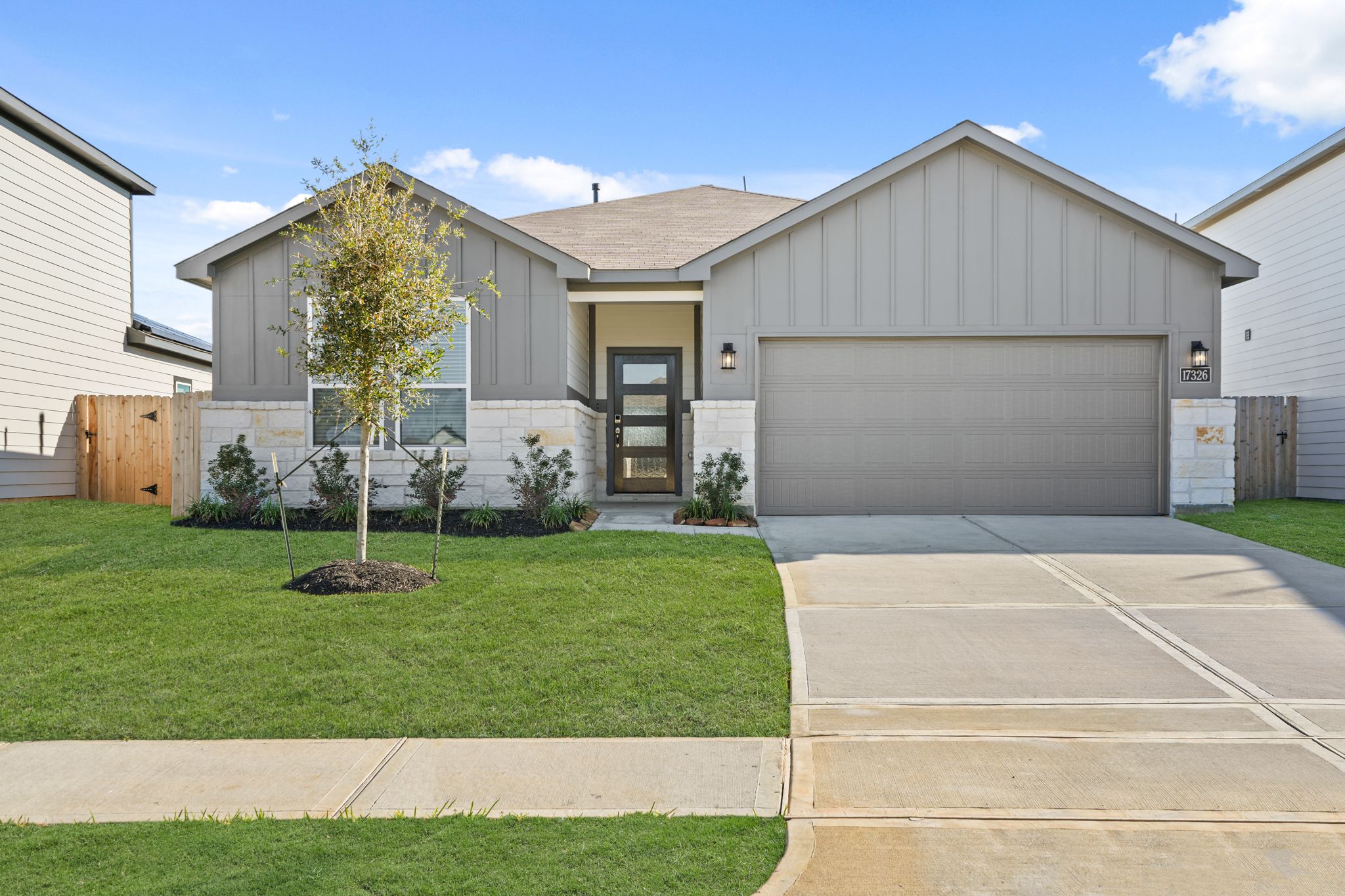 A house with a driveway.