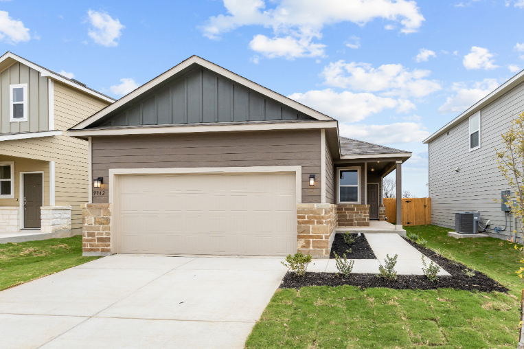 A house with a garage.