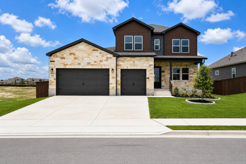 A house with a driveway.