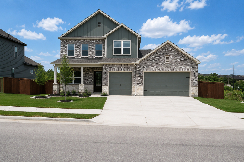 A house with a driveway.