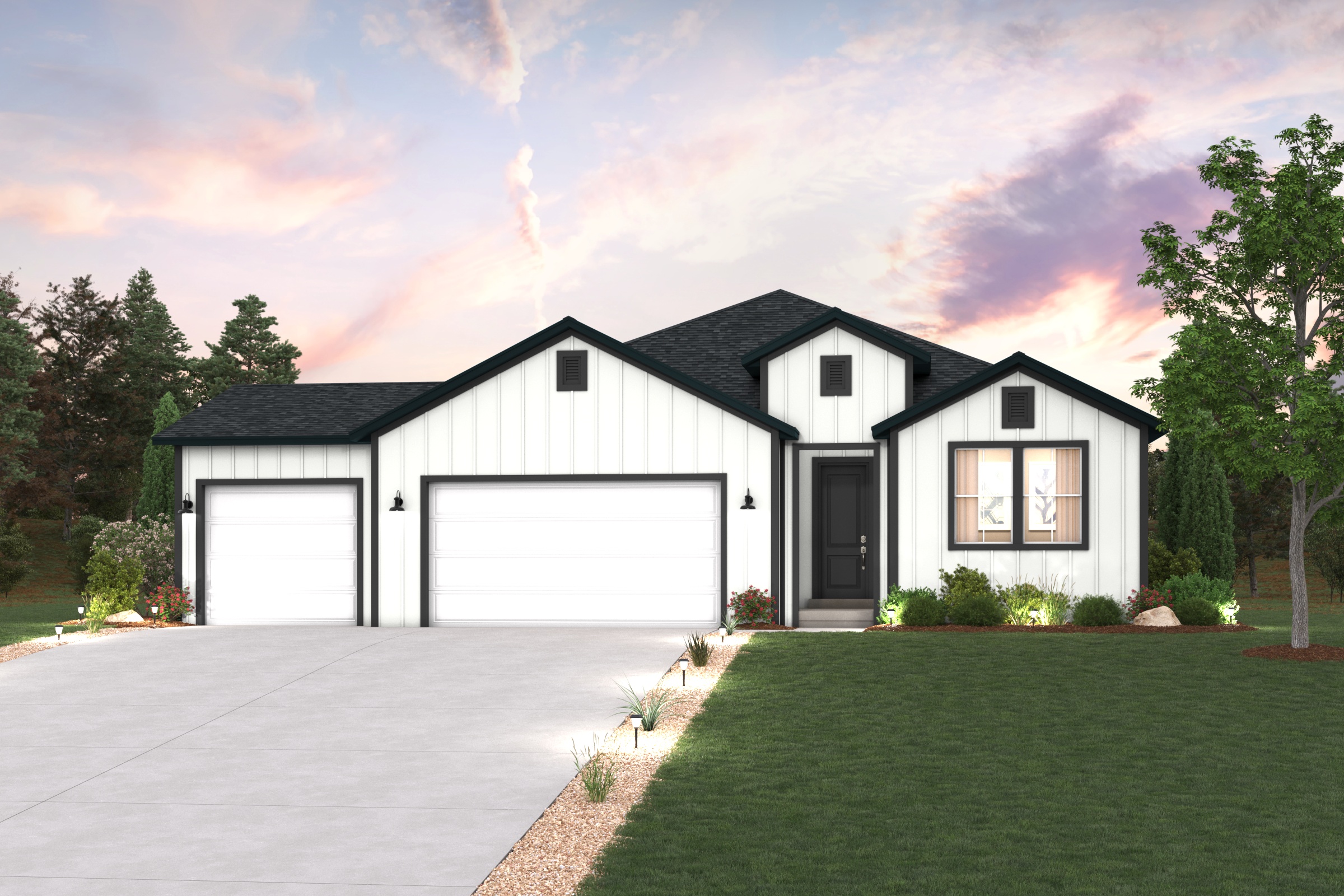 A house with a lawn.