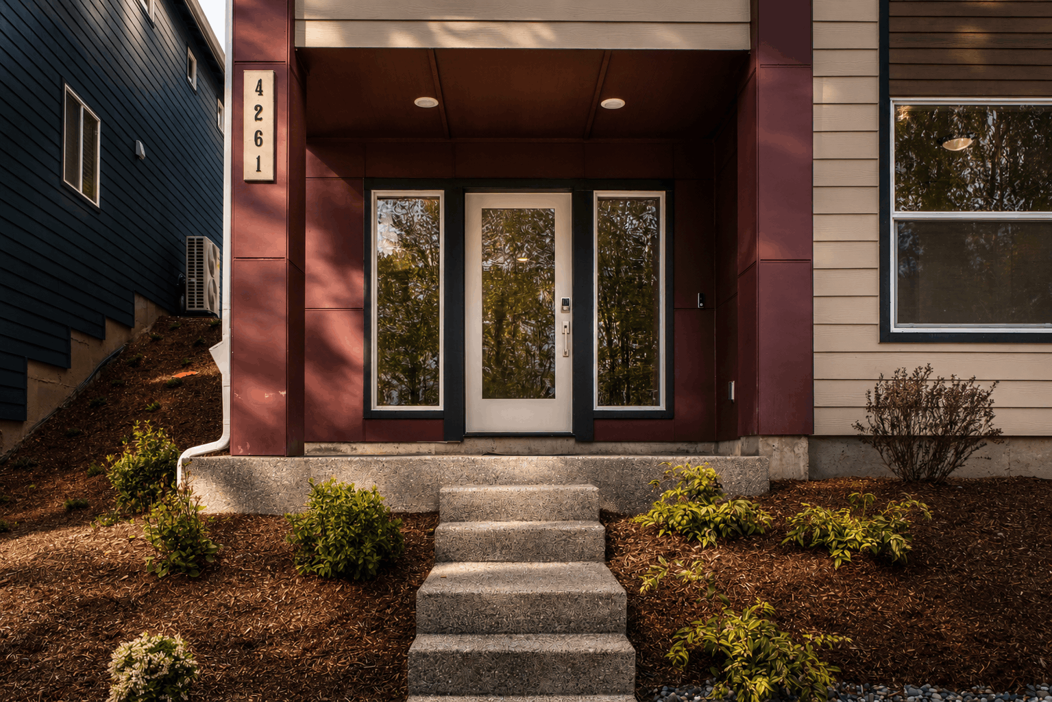 A building with a brick entrance.