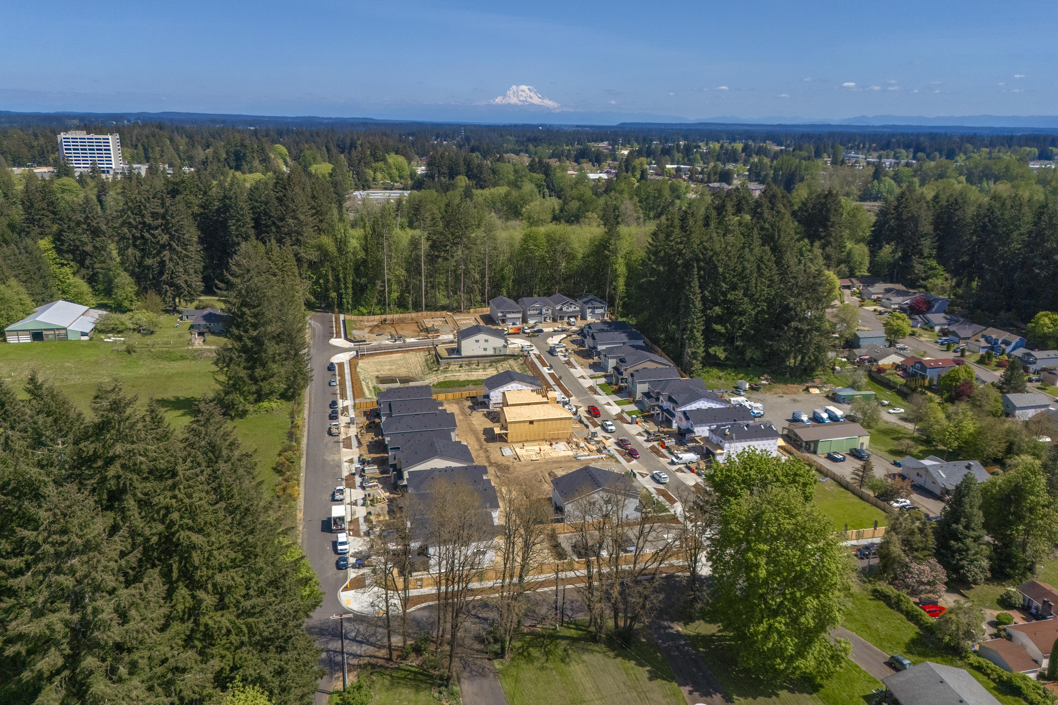 A high angle view of a construction site.