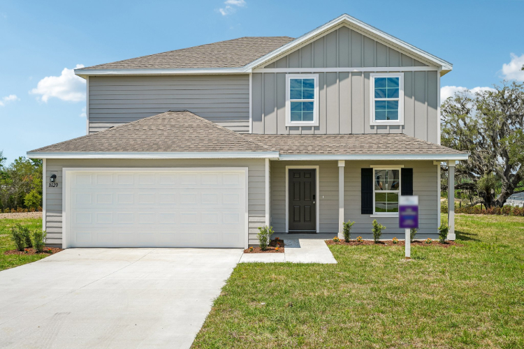 A house with a garage.