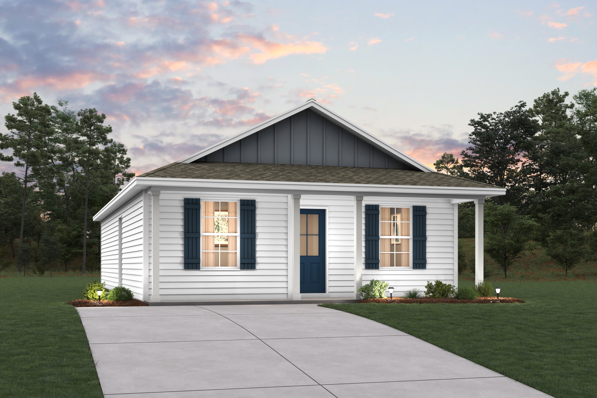 A house with a driveway.
