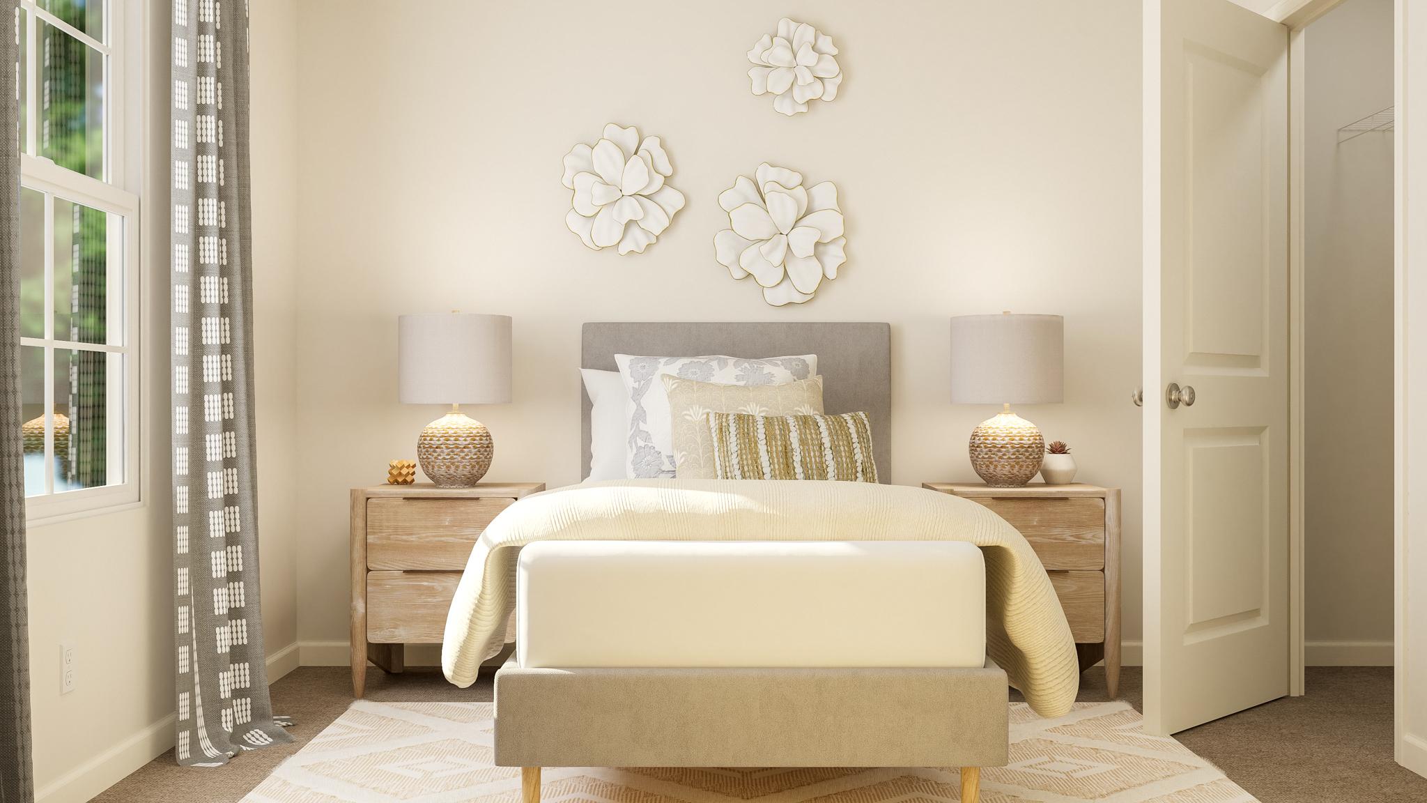 A white couch in a room.